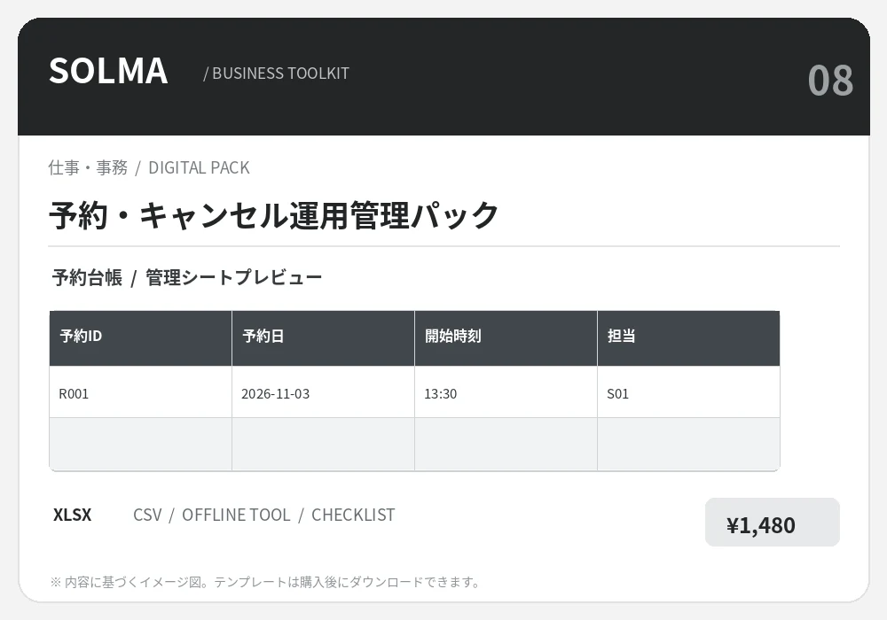 予約・キャンセル運用管理パックの商品イメージ